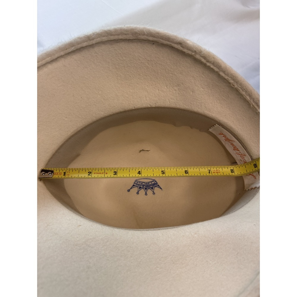 Cloche 1960's Hat Doree Of New York Beige With Gold/black Trim Wool Felt Very Gd - Picture 15 of 15
